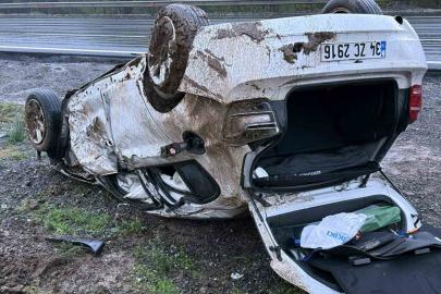 Anadolu Otoyolu’nda korkutan kaza, takla atan otomobil hurdaya döndü: 1 yaralı