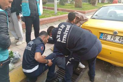 Ayağı mazgala sıkışan şahsı itfaiye ekipleri kurtardı