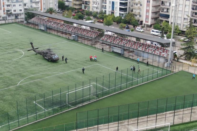 Aydın’da helikopterli kurtarma tatbikatı gerçeğini aratmadı: Tribün çökmesi senaryosunda zamanla yarıştılar