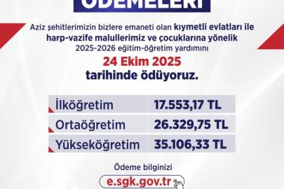 Bakan Işıkhan: "Şehitlerimizin bizlere emaneti evlatlarımıza, eğitim-öğretim yardımını 24 Ekim Cuma günü ödüyoruz"