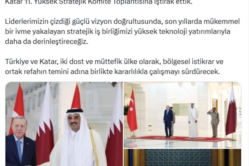 Bakan Kacır: "Türkiye ve Katar, bölgesel istikrar ve ortak refahın temini adına birlikte kararlılıkla çalışmayı sürdürecek"