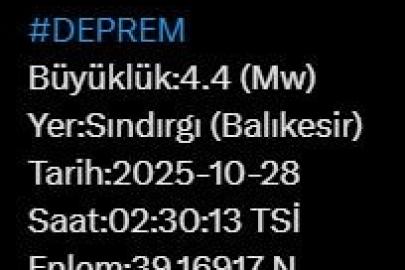 Balıkesir’de 4.4 büyüklüğünde deprem