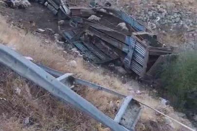 Bingöl’de hayvan taşıyan kamyon şarampole yuvarlandı: 2 yaralı, çok sayıda küçükbaş telef oldu