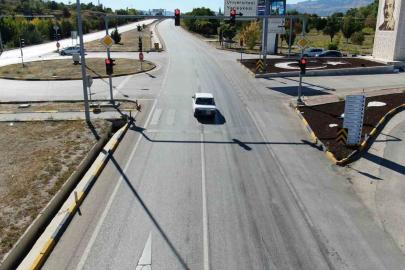 Burdur’da dronlu trafik denetimi