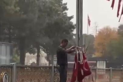 Erzincanlı vatandaşın bayrak hassasiyeti duygulandırdı