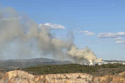Gebze’de fabrika bahçesinde korkutan yangın