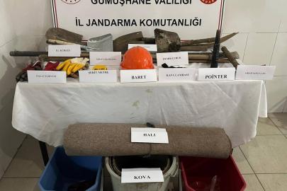 Gümüşhane’de kaçak kazı yapan 4 kişi suçüstü yakalandı