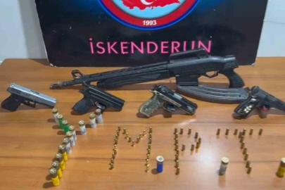İskenderun’da asayiş uygulaması; 5 adet ruhsatsız silah ele geçirildi