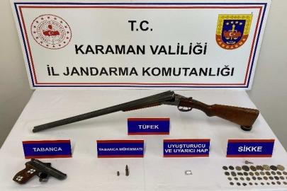 Karaman’da tarihi eser ve ruhsatsız silah ele geçirildi: 7 tutuklama