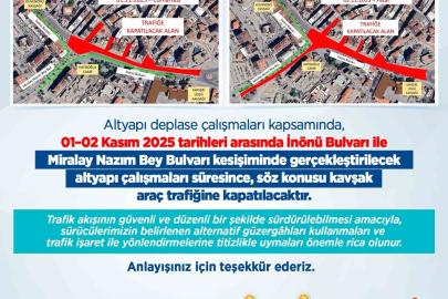 Kayseri Büyükşehir’den sürücülere ’İnönü-Miralay Nazım Kavşağı’ uyarısı