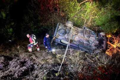 Kepsut’ta araç dereye uçtu: 5 yaralı