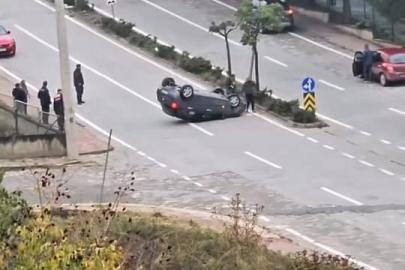 Kontrolden çıkan otomobil takla attı