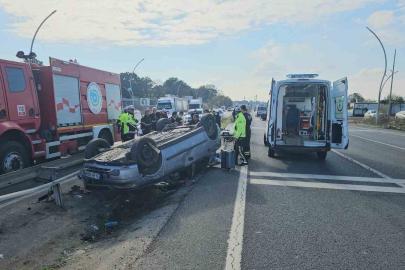 Kontrolden çıkan otomobil takla attı