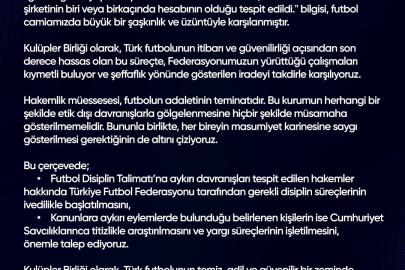Kulüpler Birliği’nden TFF’ye destek