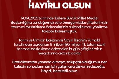 MHP’li Ersoy’dan çiftçilere ’tarımsal destekleme ödemesi’ müjdesi