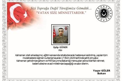 MSB: "Kahraman silah arkadaşımız, eğitim esnasında rahatsızlanarak hastaneye kaldırılmış, yapılan tüm müdahalelere şehit olmuştur"