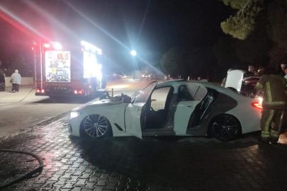 Mudanya Devlet Hastanesi otoparkında araç yangını