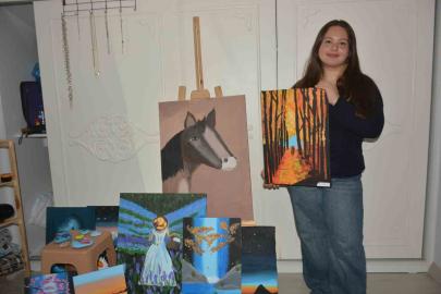 Ordu’da 13 yaşındaki öğrenci, doğadan aldığı ilhamı tuvallere yansıtıyor