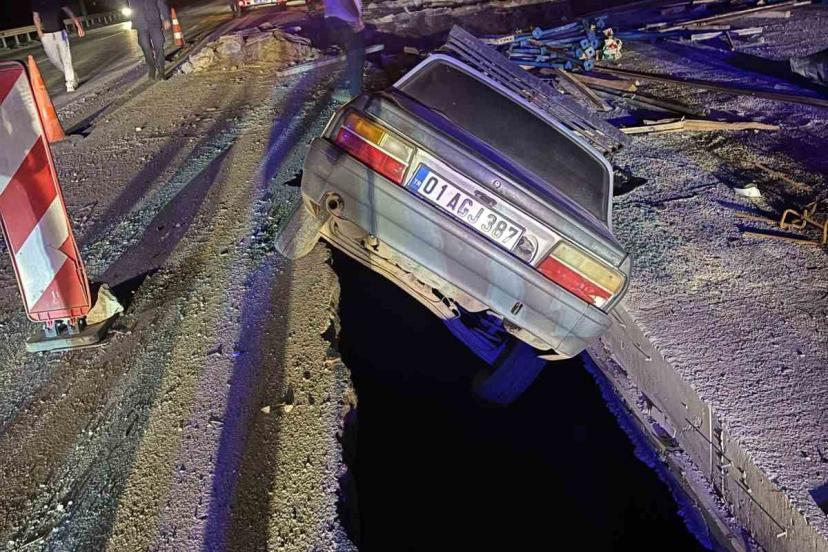 Osmaniye’de iki otomobil 1 saat arayla aynı çukura düştü: 1 kişi yaralandı