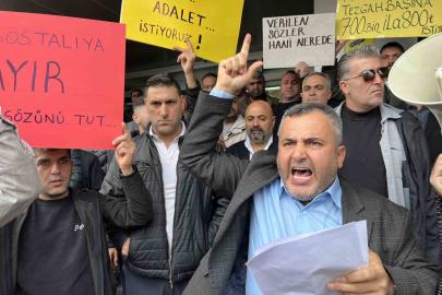 Pazarcı esnafından Karşıyaka Belediyesi önünde eylem