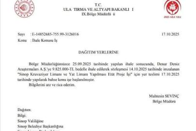 Sinop Kruvaziyer ve Yat Limanı Projesi ihalesi tamamlandı