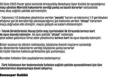 Somaspor’dan maçın hakemlerine tepki