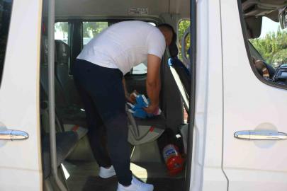 UKOME ekipleri servis araçlarını inceliyor