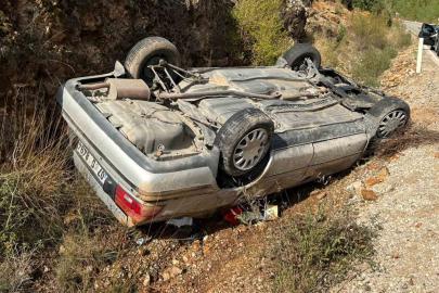 Burdur’da şarampole devrilen otomobilin sürücüsü yaralandı