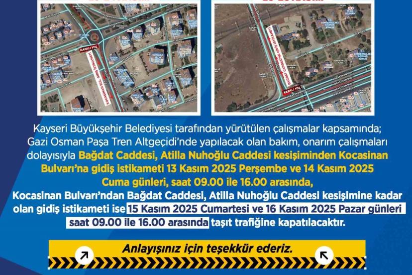 Büyükşehir Belediyesi’nden sürücülere ‘onarım çalışması’ uyarısı