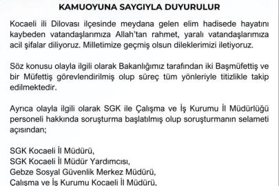 Çalışma ve Sosyal Güvenlik Bakanlığı Kocaeli’ndeki yangına ilişkin 7 kişiyi açığa aldı