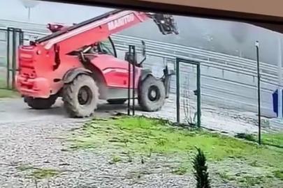 Değeri 5 milyonun üzerindeki iş makinesini saniyeler içinde çaldı