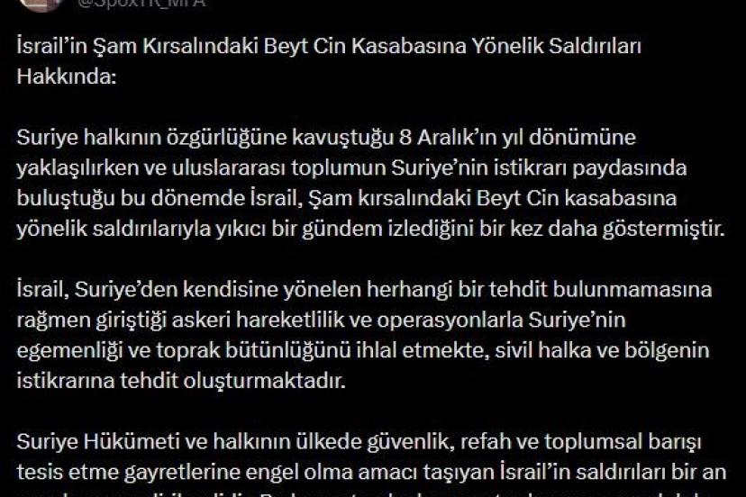 Dışişleri Bakanlığı Sözcüsü Keçeli’den İsrail’in Şam’a saldırılarına tepki