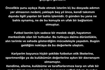 Eren Elmalı: "Bu dosyada adımın yer almasının nedeni, yaklaşık 5 yıl önce kendi takımım dışında ilgili yapılan bir bahis işlemidir"