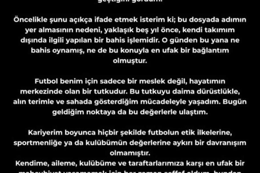 Eren Elmalı: "Bu dosyada adımın yer almasının nedeni, yaklaşık 5 yıl önce kendi takımım dışında ilgili yapılan bir bahis işlemidir"
