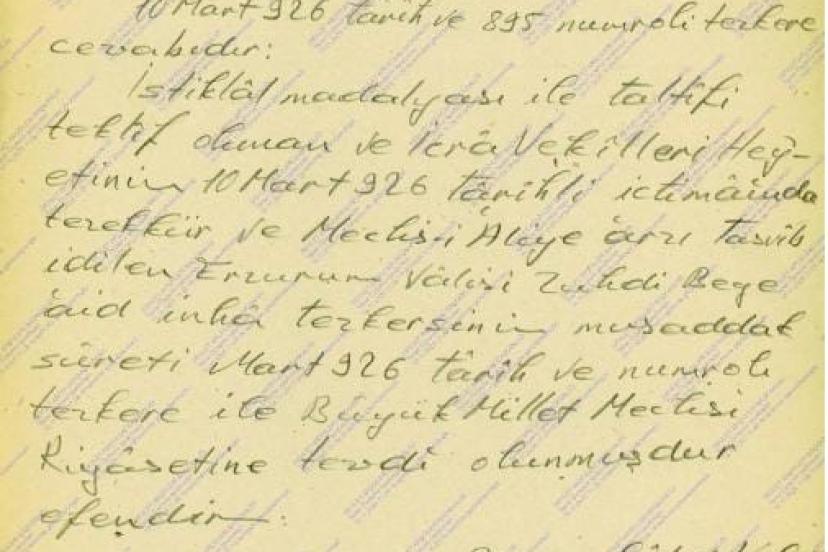 Erzurum Valisine İstiklal Madalyası