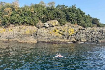 Kasımda deniz keyfi: Giresun Valisi Serdengeçti, adada yüzdü