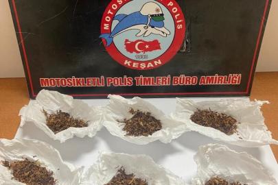 Keşan’da polis uyuşturucuya bulanmış tütün ele geçirdi