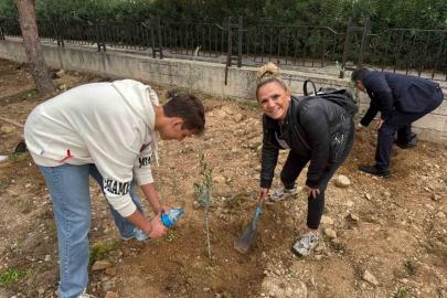 Okul bahçesine 60 zeytin fidanı dikildi