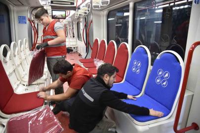 Samsun’da tramvayların koltukları yenileniyor