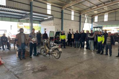 Söke’de traktör ve motosiklet sürücülerine trafik eğitimi verildi