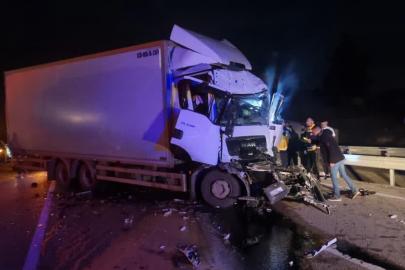 Tır dorsesine çarpan kamyonun sürücüsü yaralandı