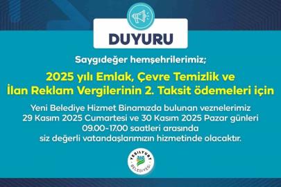 Yeşilyurt Belediye vezneleri, hafta sonu hizmet verecek