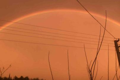 Antalya’da çiftçinin çifte gökkuşağı heyecanı kameraya yansıdı