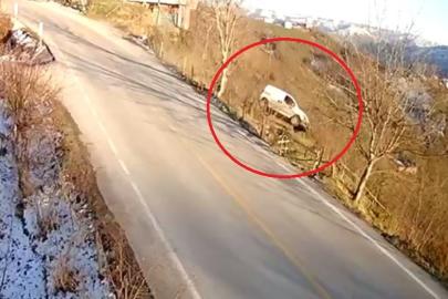 Aracıyla 30 metre yükseklikten uçan sürücü yaralandı