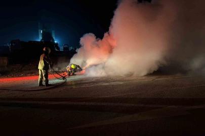 Bandırma-Susurluk karayolunda araç yangını