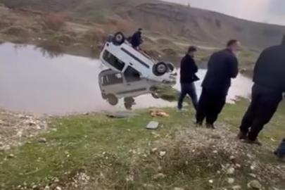 Batman’da hafif ticari araç yapay gölete uçtu, sürücü yaralandı