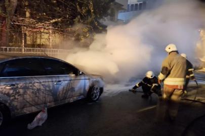 Belen’de otomobil yangını