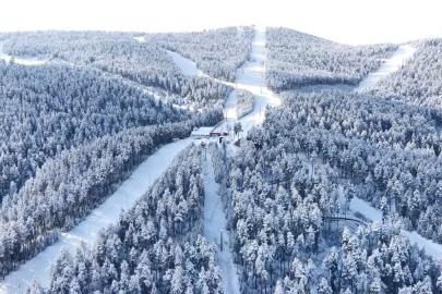 Beyaza bürünen Sarıkamış havadan görüntülendi