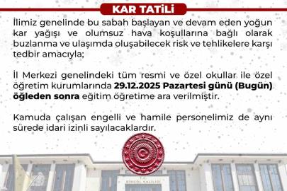 Bingöl’de eğitime 1 gün ara verildi