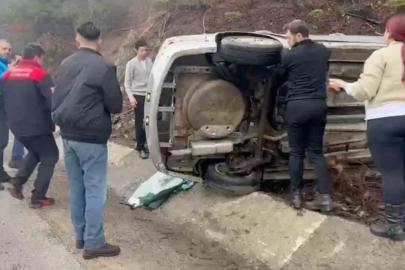 Bolu-Abant yolunda kontrolden çıkan araç, takla attı